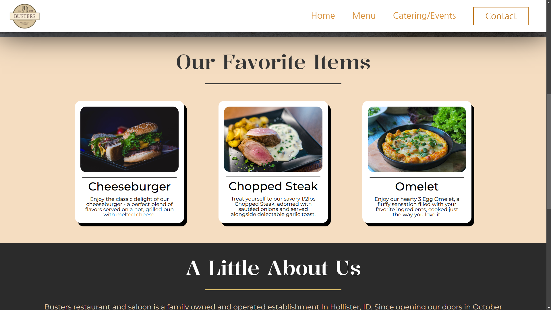 Busters Restaurant Website