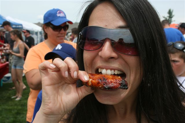 person eating food at camera